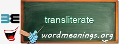 WordMeaning blackboard for transliterate